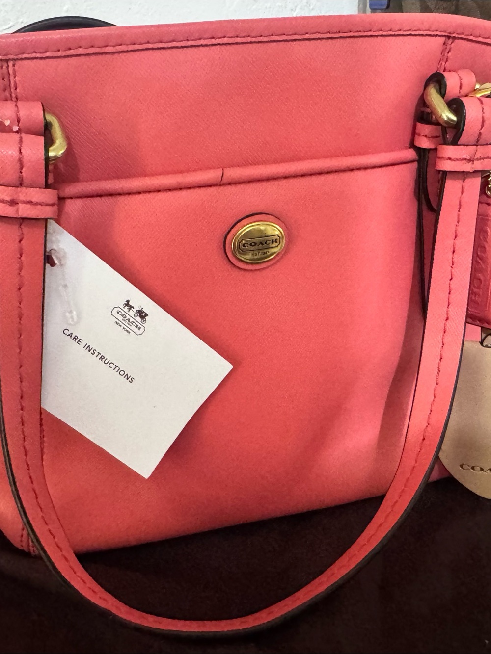 Coach Coral Pink Shoulder Bag with Gold Accent